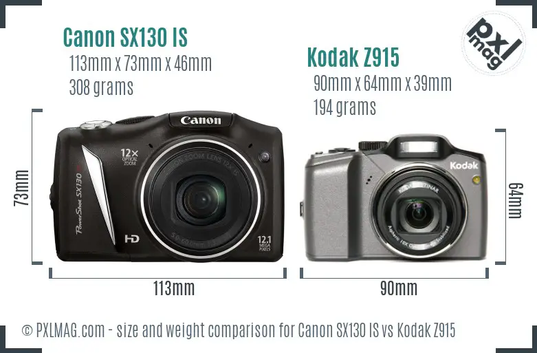 Canon SX130 IS vs Kodak Z915 size comparison Canon SX130 IS vs Kodak Z915 size comparison