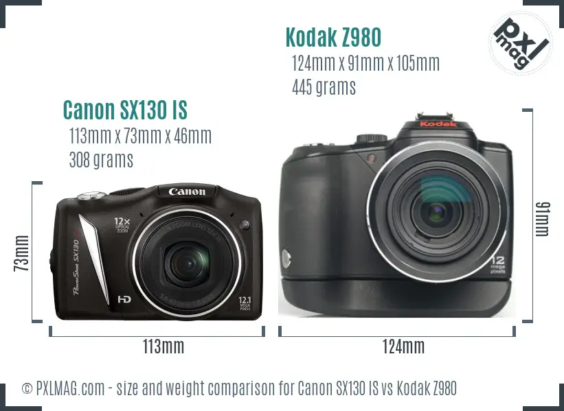 Canon SX130 IS vs Kodak Z980 size comparison Canon SX130 IS vs Kodak Z980 size comparison