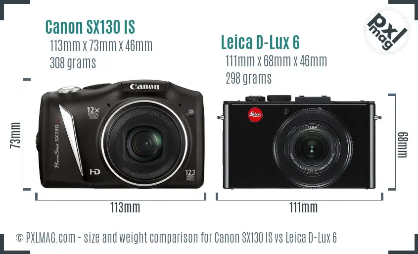 Canon SX130 IS vs Leica D-Lux 6 size comparison