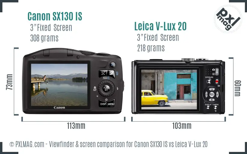 Canon SX130 IS vs Leica V-Lux 20 Screen and Viewfinder comparison Canon SX130 IS vs Leica V-Lux 20 Screen and Viewfinder comparison