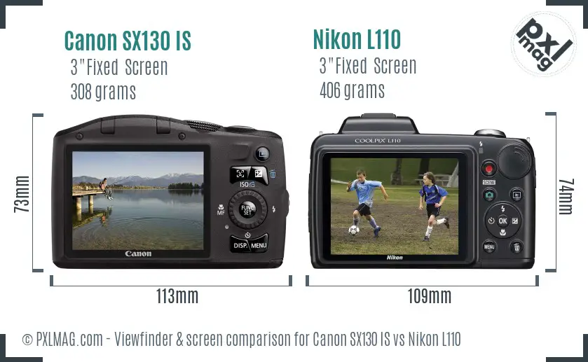 Canon SX130 IS vs Nikon L110 Screen and Viewfinder comparison Canon SX130 IS vs Nikon L110 Screen and Viewfinder comparison