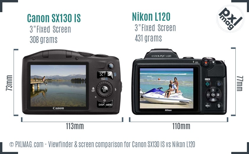 Canon SX130 IS vs Nikon L120 Screen and Viewfinder comparison