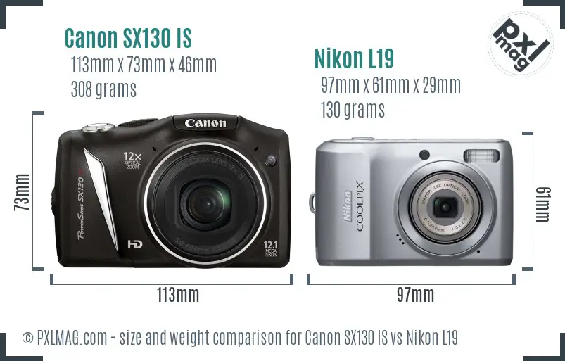 Canon SX130 IS vs Nikon L19 size comparison