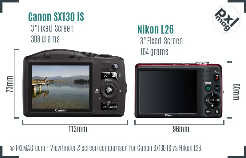 Canon SX130 IS vs Nikon L26 Screen and Viewfinder comparison Canon SX130 IS vs Nikon L26 Screen and Viewfinder comparison