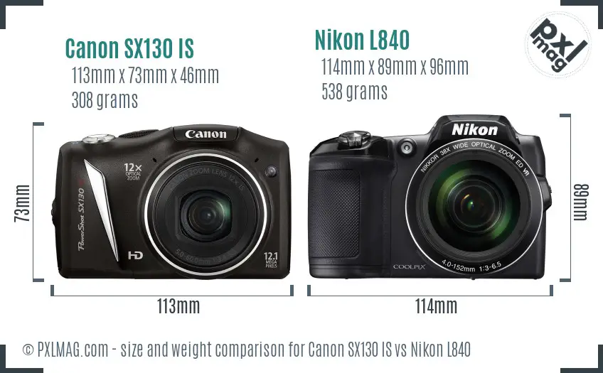 Canon SX130 IS vs Nikon L840 size comparison