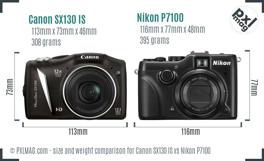 Canon SX130 IS vs Nikon P7100 size comparison