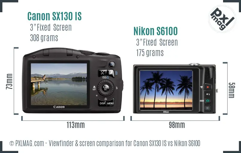 Canon SX130 IS vs Nikon S6100 Screen and Viewfinder comparison Canon SX130 IS vs Nikon S6100 Screen and Viewfinder comparison