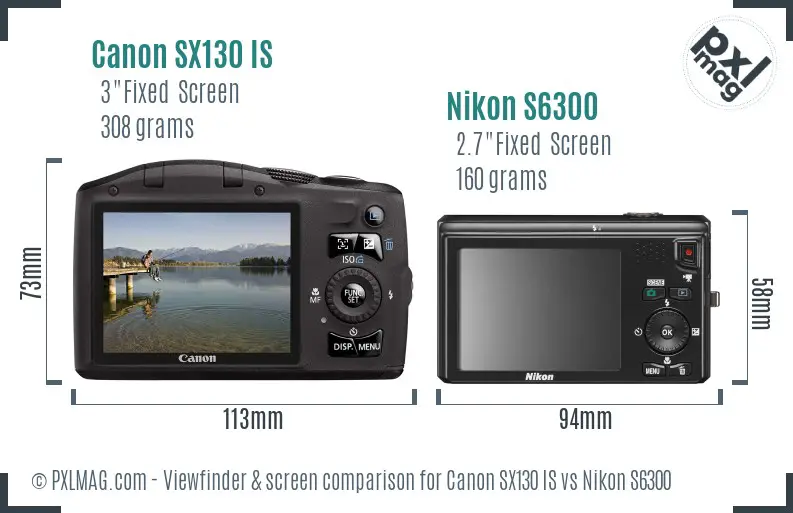 Canon SX130 IS vs Nikon S6300 Screen and Viewfinder comparison Canon SX130 IS vs Nikon S6300 Screen and Viewfinder comparison