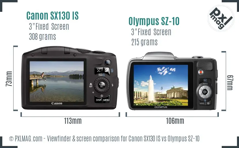 Canon SX130 IS vs Olympus SZ-10 Screen and Viewfinder comparison Canon SX130 IS vs Olympus SZ-10 Screen and Viewfinder comparison