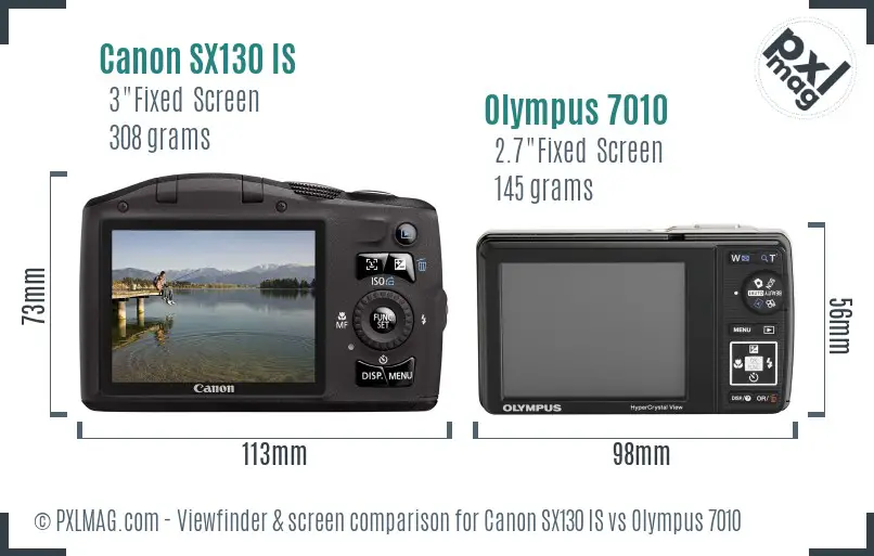 Canon SX130 IS vs Olympus 7010 Screen and Viewfinder comparison Canon SX130 IS vs Olympus 7010 Screen and Viewfinder comparison