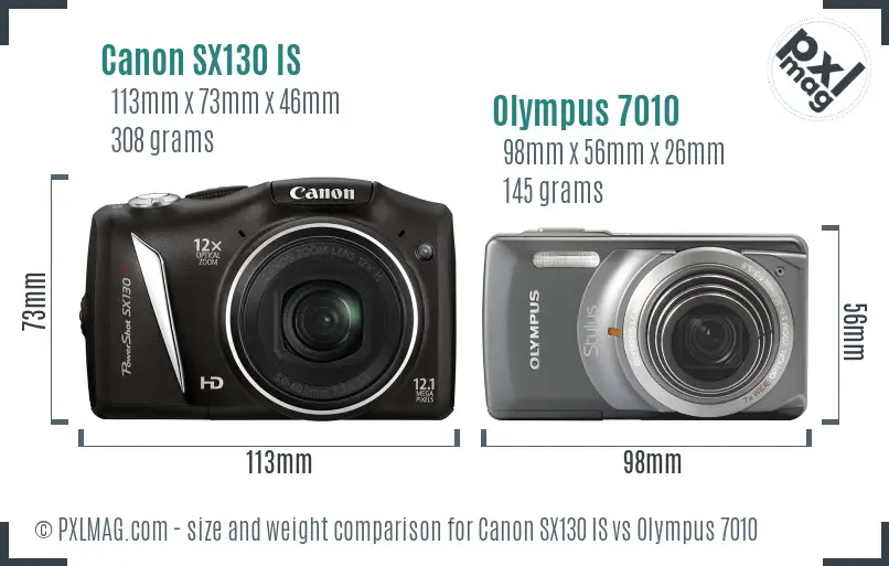 Canon SX130 IS vs Olympus 7010 size comparison Canon SX130 IS vs Olympus 7010 size comparison