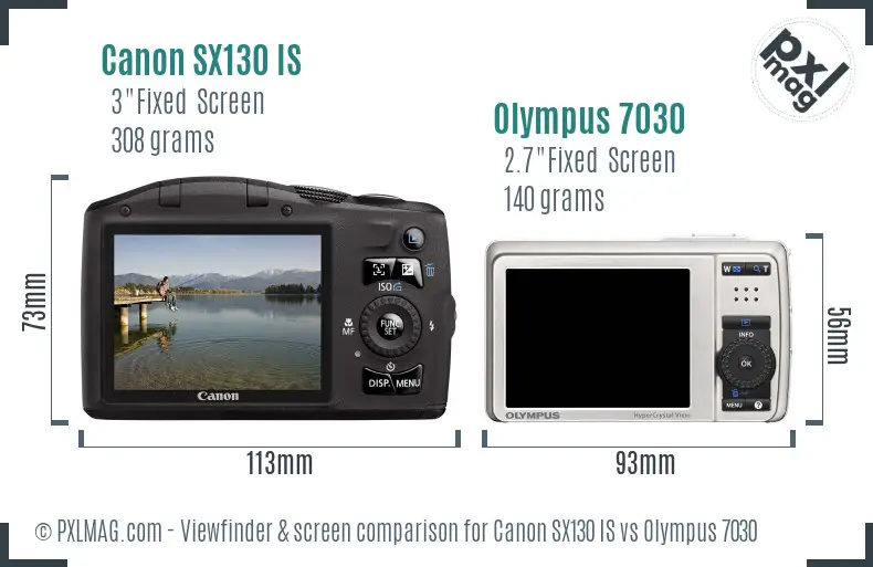 Canon SX130 IS vs Olympus 7030 Screen and Viewfinder comparison Canon SX130 IS vs Olympus 7030 Screen and Viewfinder comparison