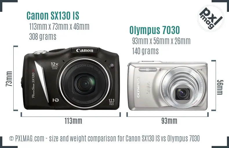 Canon SX130 IS vs Olympus 7030 size comparison Canon SX130 IS vs Olympus 7030 size comparison