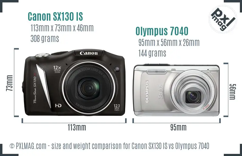 Canon SX130 IS vs Olympus 7040 size comparison