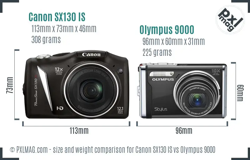 Canon SX130 IS vs Olympus 9000 size comparison