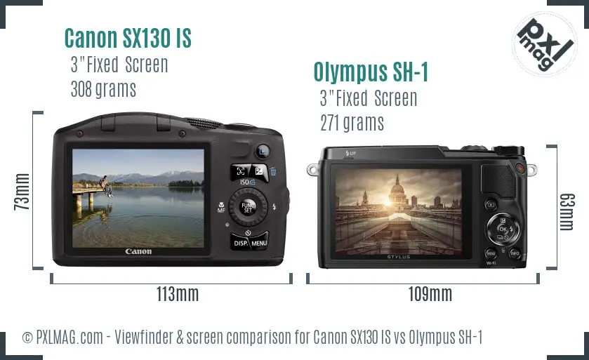 Canon SX130 IS vs Olympus SH-1 Screen and Viewfinder comparison Canon SX130 IS vs Olympus SH-1 Screen and Viewfinder comparison