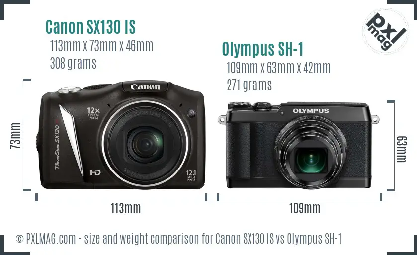 Canon SX130 IS vs Olympus SH-1 size comparison Canon SX130 IS vs Olympus SH-1 size comparison