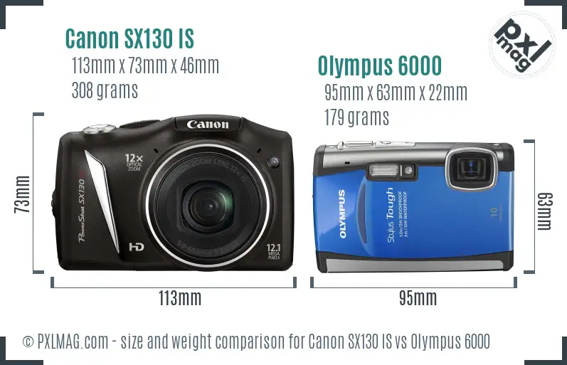 Canon SX130 IS vs Olympus 6000 size comparison