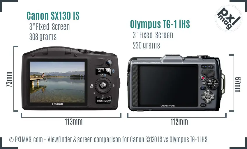 Canon SX130 IS vs Olympus TG-1 iHS Screen and Viewfinder comparison