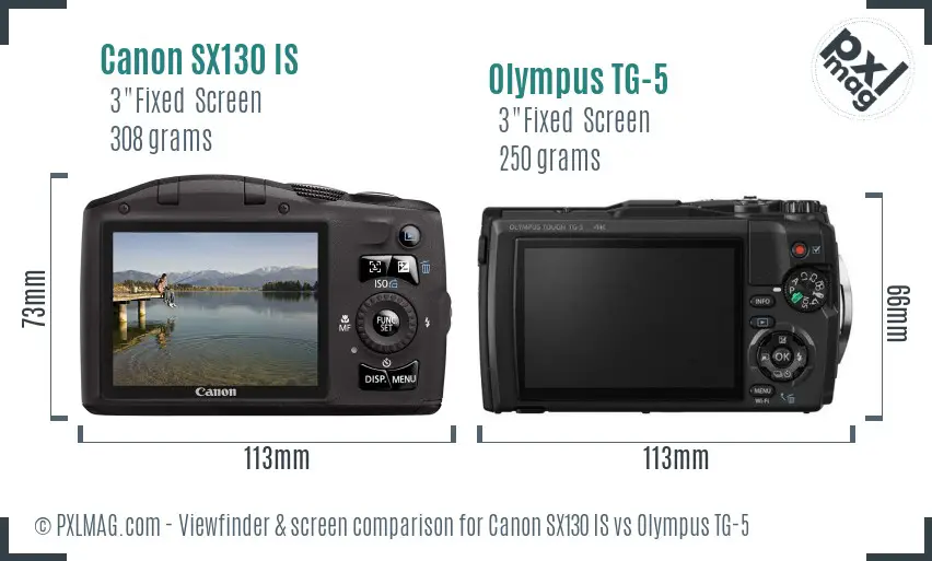 Canon SX130 IS vs Olympus TG-5 Screen and Viewfinder comparison Canon SX130 IS vs Olympus TG-5 Screen and Viewfinder comparison