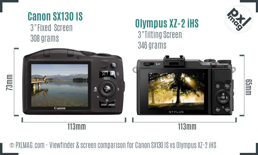 Canon SX130 IS vs Olympus XZ-2 iHS Screen and Viewfinder comparison Canon SX130 IS vs Olympus XZ-2 iHS Screen and Viewfinder comparison