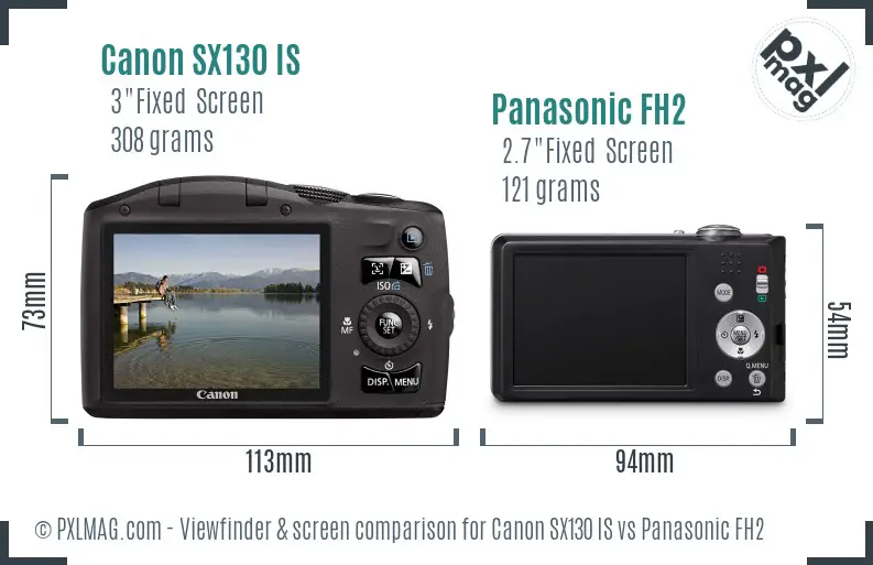 Canon SX130 IS vs Panasonic FH2 Screen and Viewfinder comparison