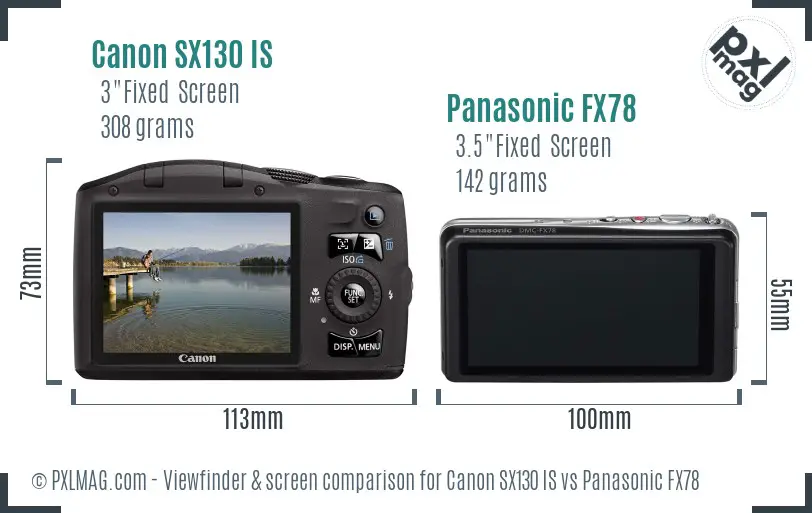 Canon SX130 IS vs Panasonic FX78 Screen and Viewfinder comparison Canon SX130 IS vs Panasonic FX78 Screen and Viewfinder comparison
