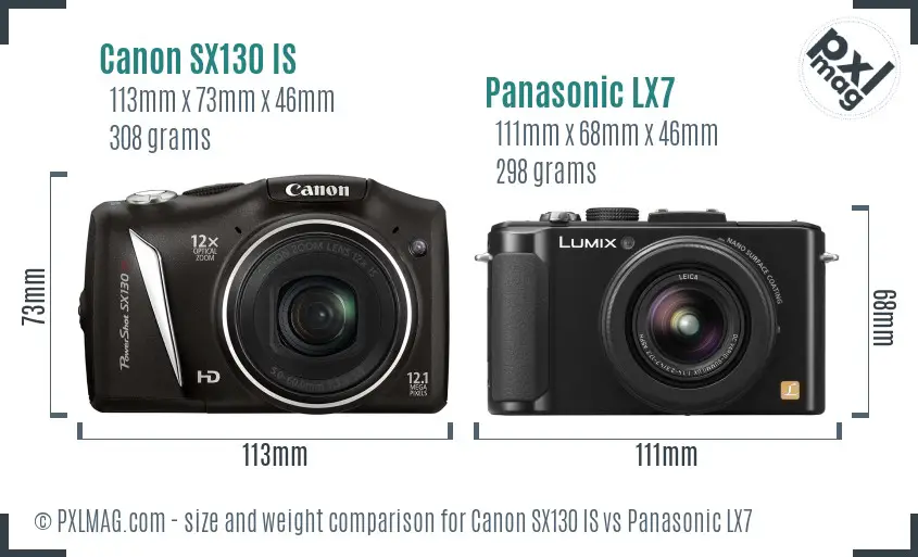 Canon SX130 IS vs Panasonic LX7 size comparison