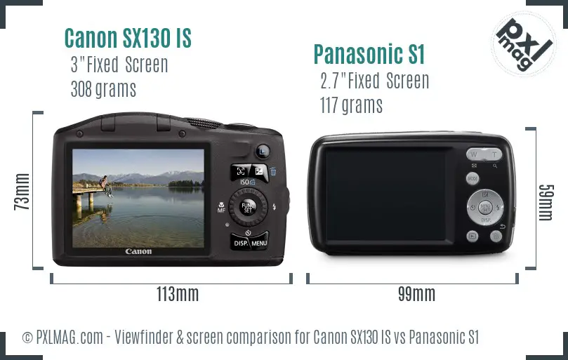 Canon SX130 IS vs Panasonic S1 Screen and Viewfinder comparison