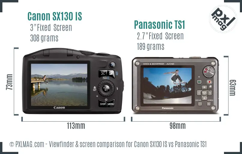 Canon SX130 IS vs Panasonic TS1 Screen and Viewfinder comparison