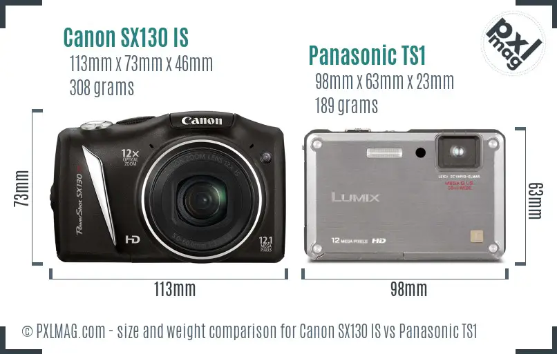 Canon SX130 IS vs Panasonic TS1 size comparison
