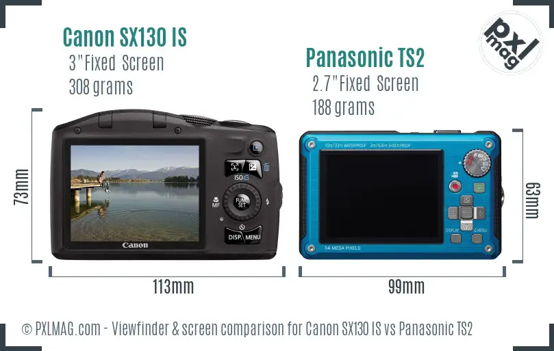Canon SX130 IS vs Panasonic TS2 Screen and Viewfinder comparison Canon SX130 IS vs Panasonic TS2 Screen and Viewfinder comparison