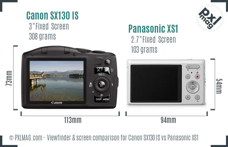 Canon SX130 IS vs Panasonic XS1 Screen and Viewfinder comparison