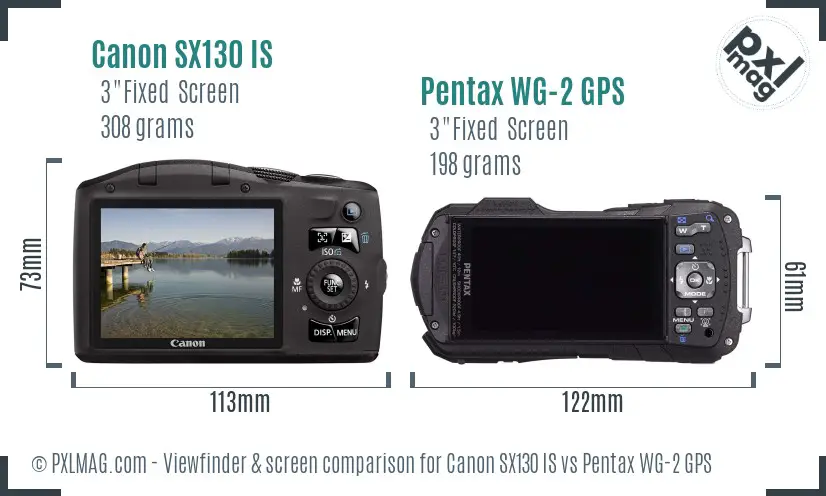 Canon SX130 IS vs Pentax WG-2 GPS Screen and Viewfinder comparison Canon SX130 IS vs Pentax WG-2 GPS Screen and Viewfinder comparison