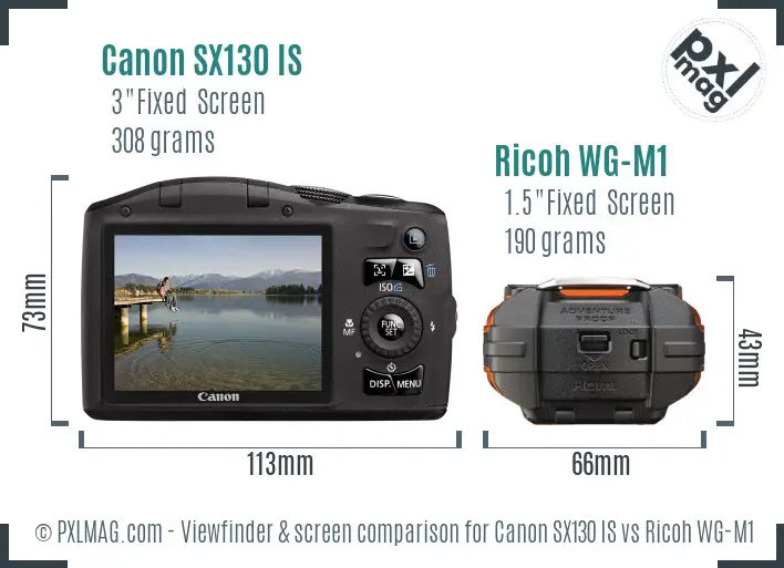 Canon SX130 IS vs Ricoh WG-M1 Screen and Viewfinder comparison Canon SX130 IS vs Ricoh WG-M1 Screen and Viewfinder comparison
