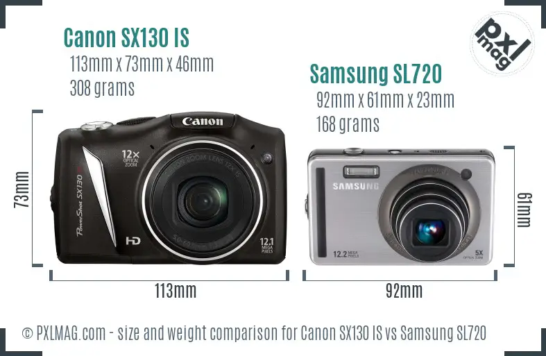 Canon SX130 IS vs Samsung SL720 size comparison