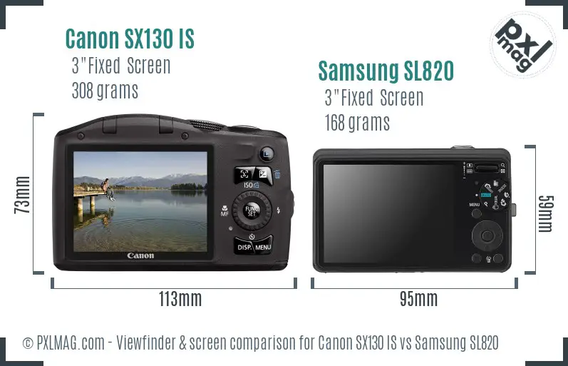 Canon SX130 IS vs Samsung SL820 Screen and Viewfinder comparison Canon SX130 IS vs Samsung SL820 Screen and Viewfinder comparison