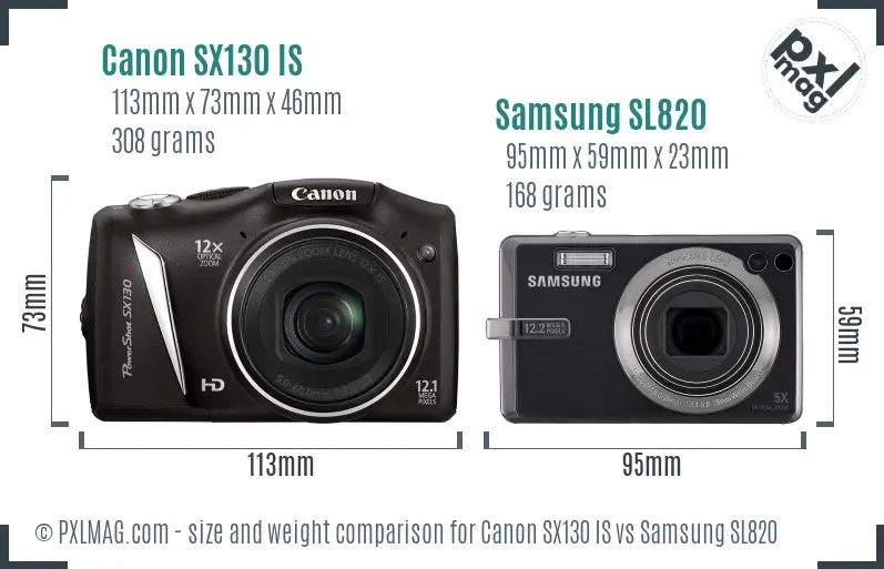 Canon SX130 IS vs Samsung SL820 size comparison Canon SX130 IS vs Samsung SL820 size comparison