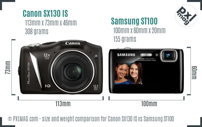 Canon SX130 IS vs Samsung ST100 size comparison