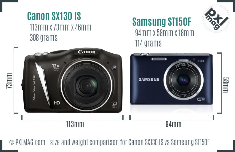 Canon SX130 IS vs Samsung ST150F size comparison