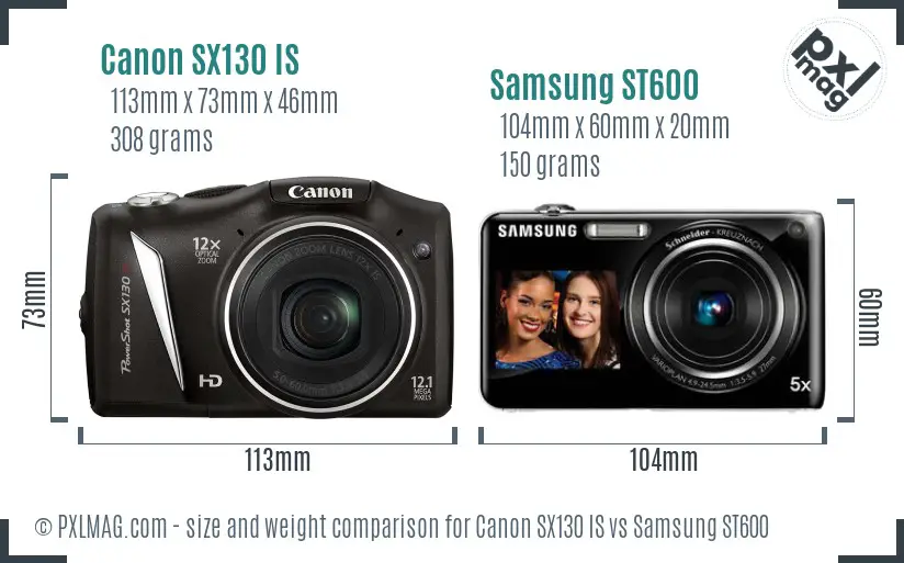 Canon SX130 IS vs Samsung ST600 size comparison