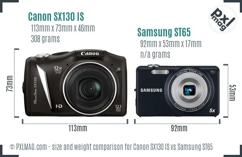 Canon SX130 IS vs Samsung ST65 size comparison