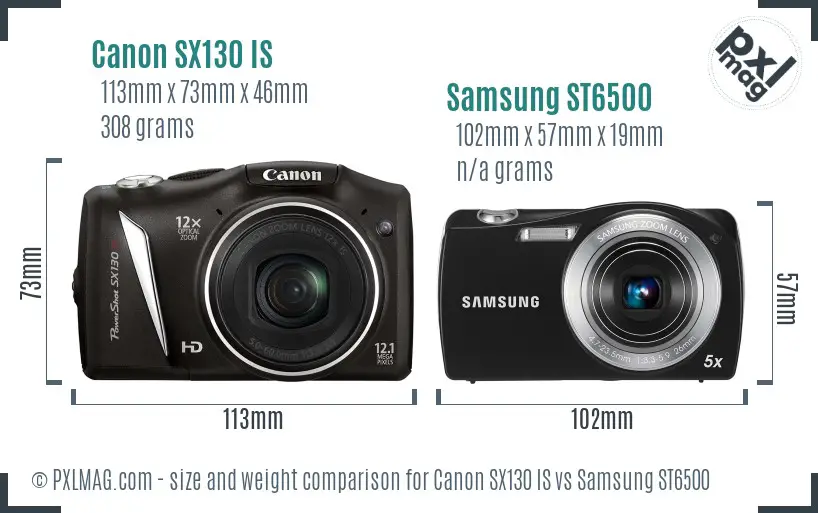 Canon SX130 IS vs Samsung ST6500 size comparison