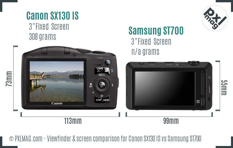 Canon SX130 IS vs Samsung ST700 Screen and Viewfinder comparison Canon SX130 IS vs Samsung ST700 Screen and Viewfinder comparison