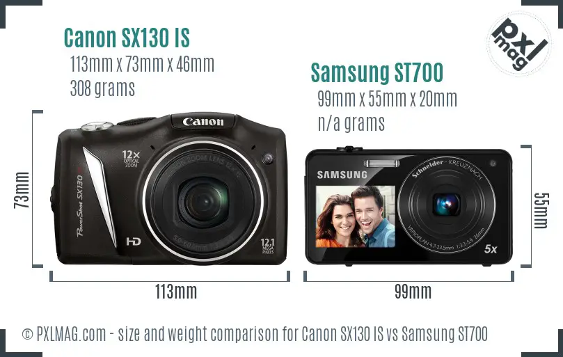 Canon SX130 IS vs Samsung ST700 size comparison Canon SX130 IS vs Samsung ST700 size comparison