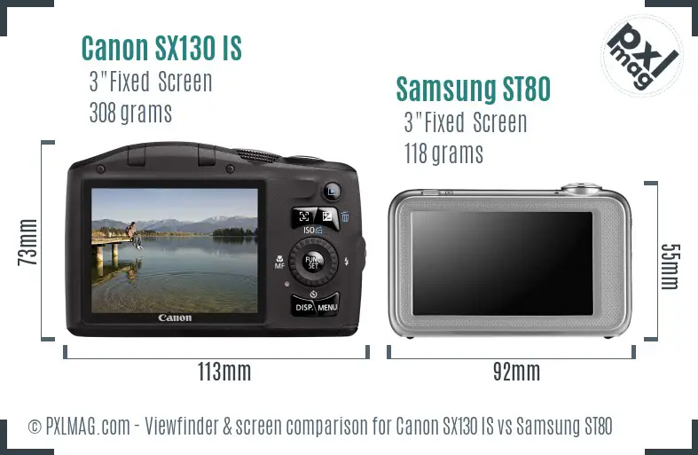 Canon SX130 IS vs Samsung ST80 Screen and Viewfinder comparison