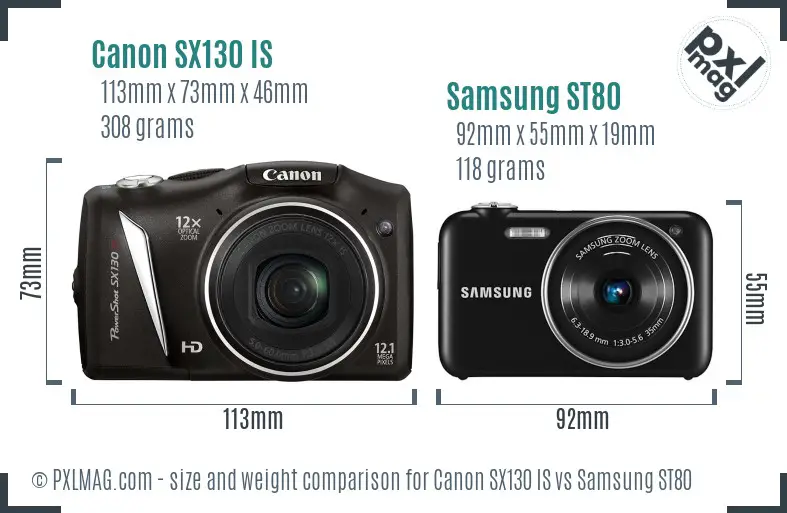 Canon SX130 IS vs Samsung ST80 size comparison