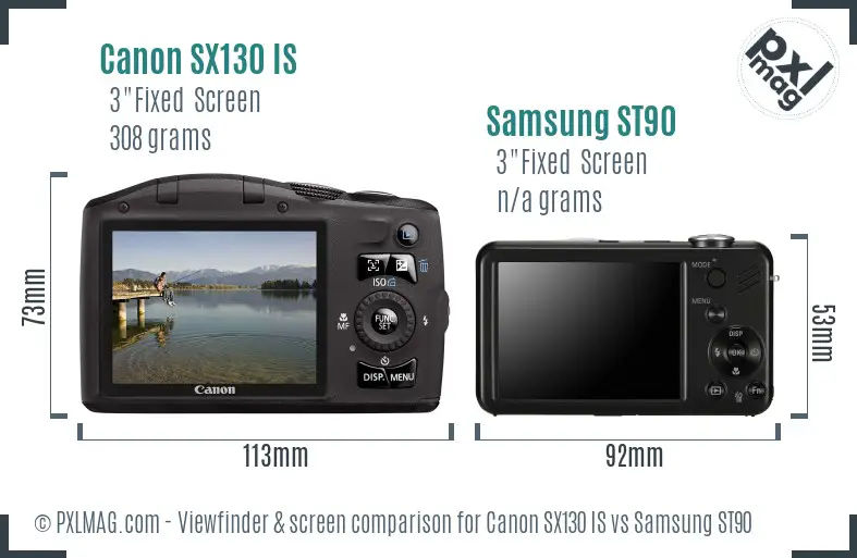 Canon SX130 IS vs Samsung ST90 Screen and Viewfinder comparison Canon SX130 IS vs Samsung ST90 Screen and Viewfinder comparison