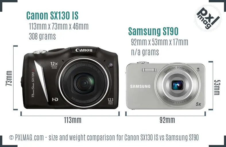 Canon SX130 IS vs Samsung ST90 size comparison Canon SX130 IS vs Samsung ST90 size comparison