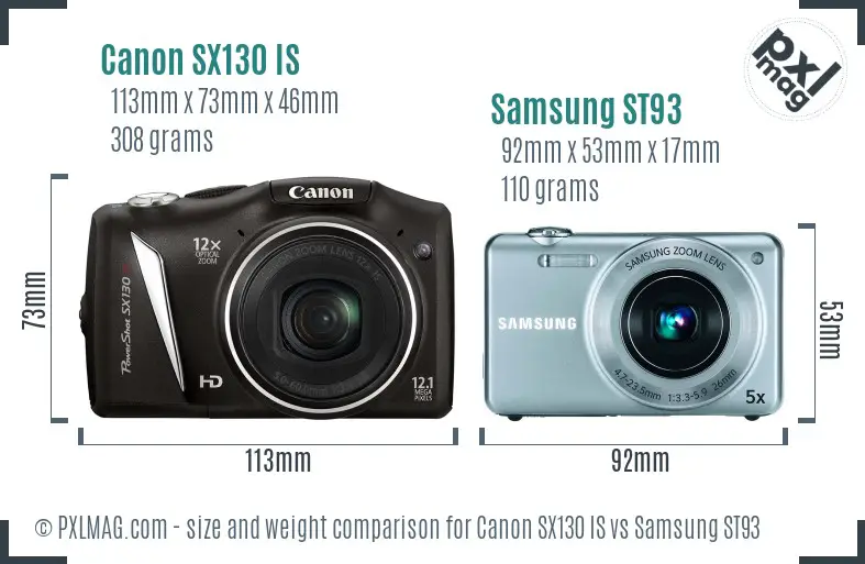 Canon SX130 IS vs Samsung ST93 size comparison